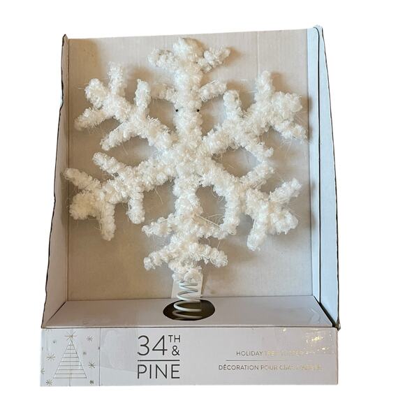 34th & Pine SNOWFLAKE Christmas Tree Topper 13.5X9 White NEW - Picture 1 of 6